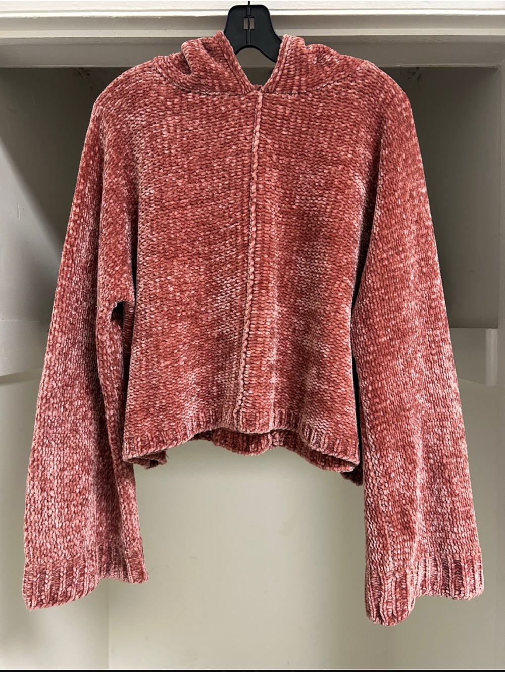 ALICE + OLIVIA LATICIA WIDE CROPPED HOODIE CHENILLE WOMEN'S SIZE S